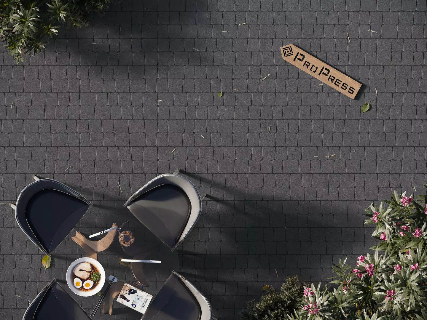Тротуарная плитка Антик Чёрный, фактура гладкий, гранитная, мрамор, высота 40 мм-1